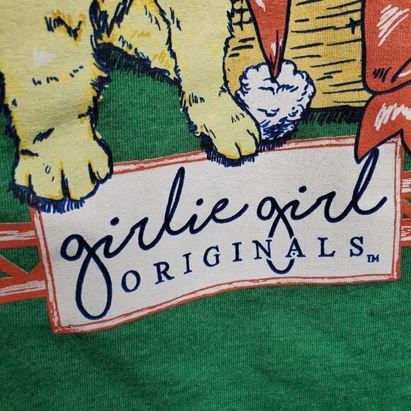 GIRLIE GIRL green t-shirt preppy Christmas dogs long sleeve L‎ - Picture 4 of 11